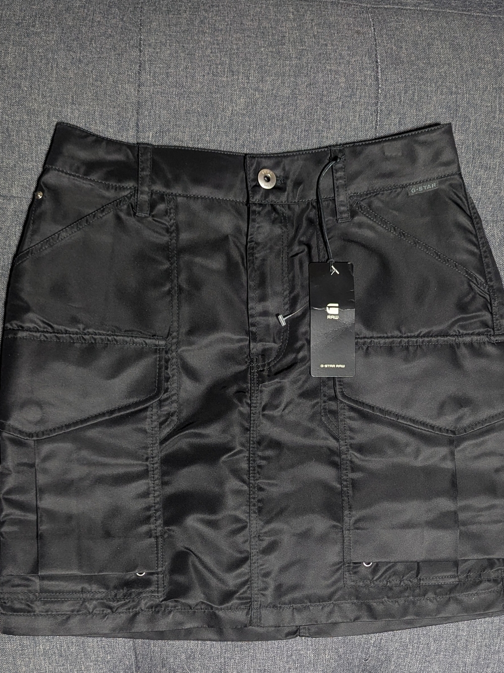 NWT G-Star RAW Cargo Mini Skirt 24 Black Nylon Utility Gorpcore Y2K Techwear